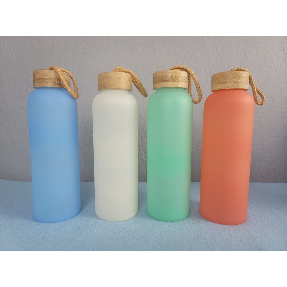 Mainstays Bamboo Lid 25 Oz Frosted Glass water Bottle,